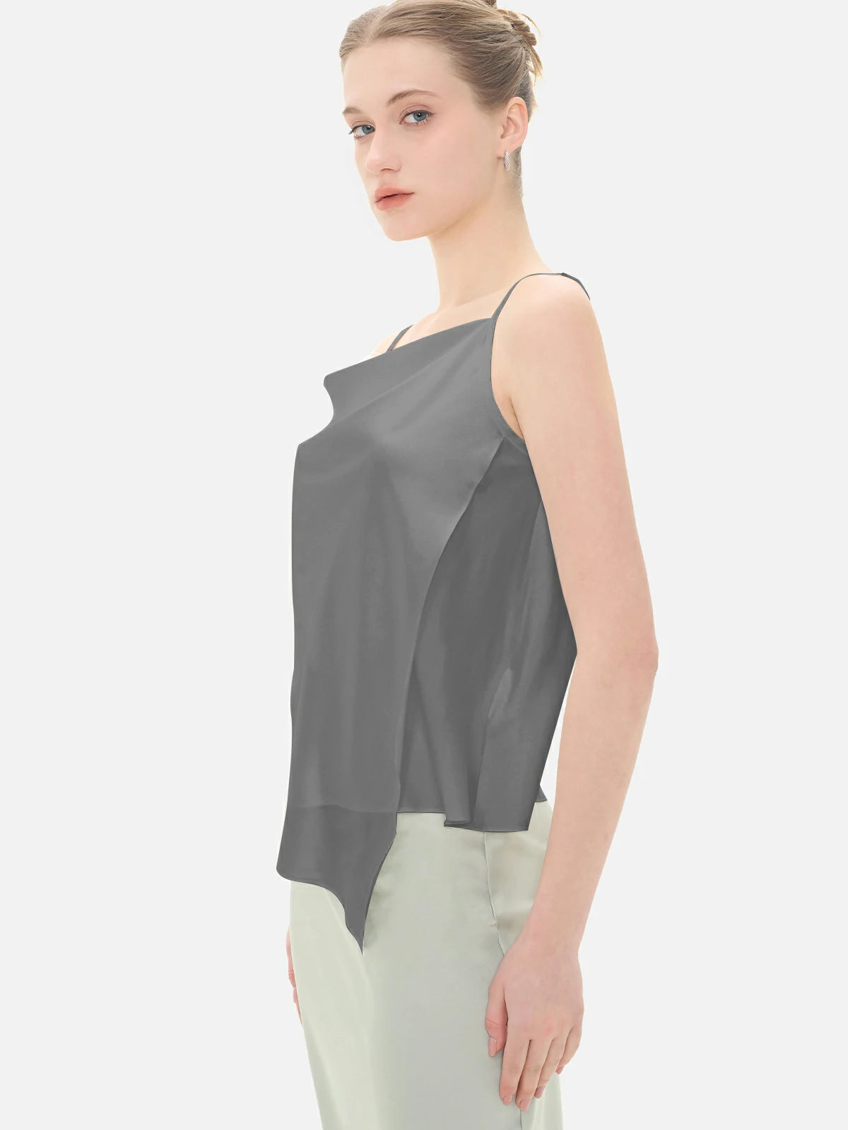 Solid Irregular Satin Cami