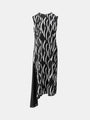 S·DEER black and white printed sleeveless midi dress: perfect for daily wear and vacation