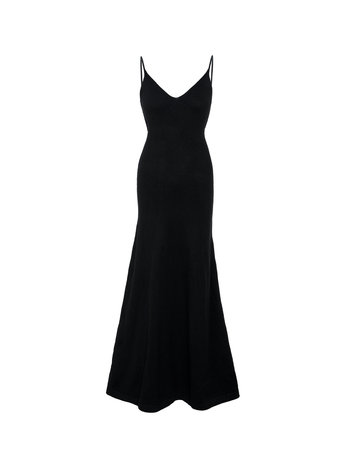 S·DEER black sleeveless dress, highlighting its simple yet elegant design