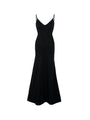 S·DEER black sleeveless dress, highlighting its simple yet elegant design