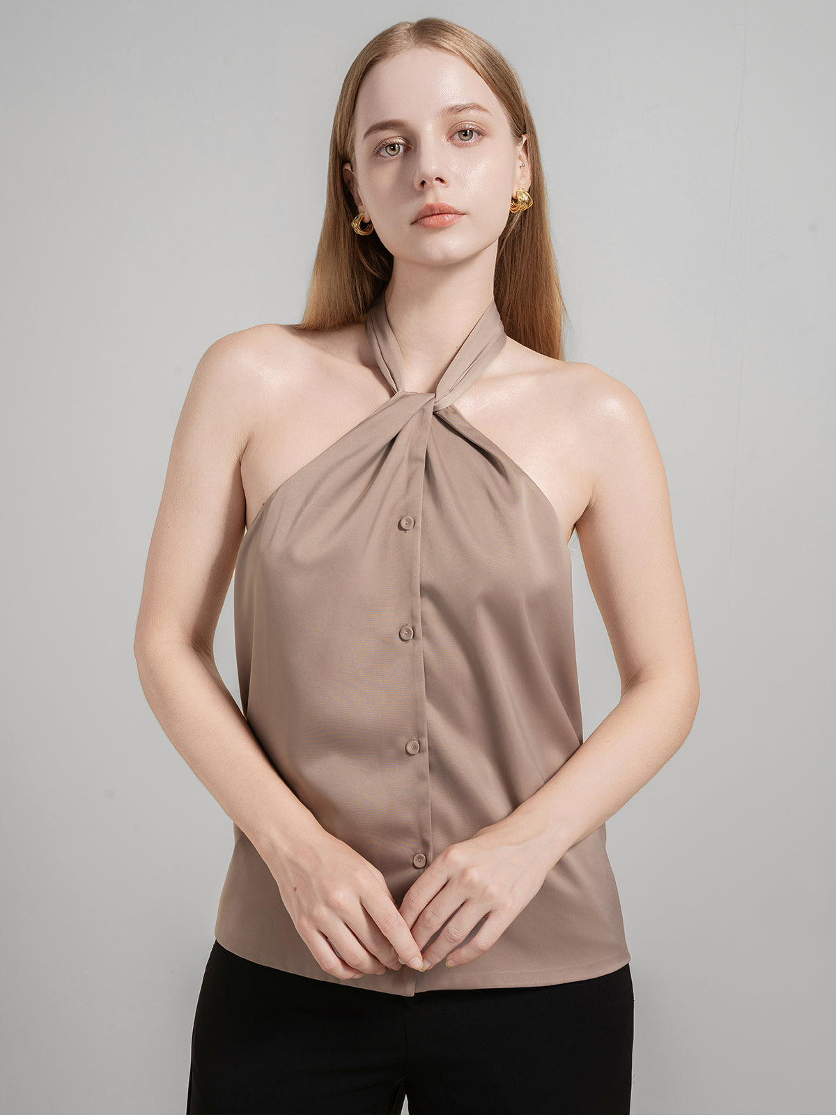Halter Button up Tank Top