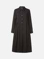 S·DEER black button-front shirt dress with long sleeve; perfect for casual outings or laid-back evening events