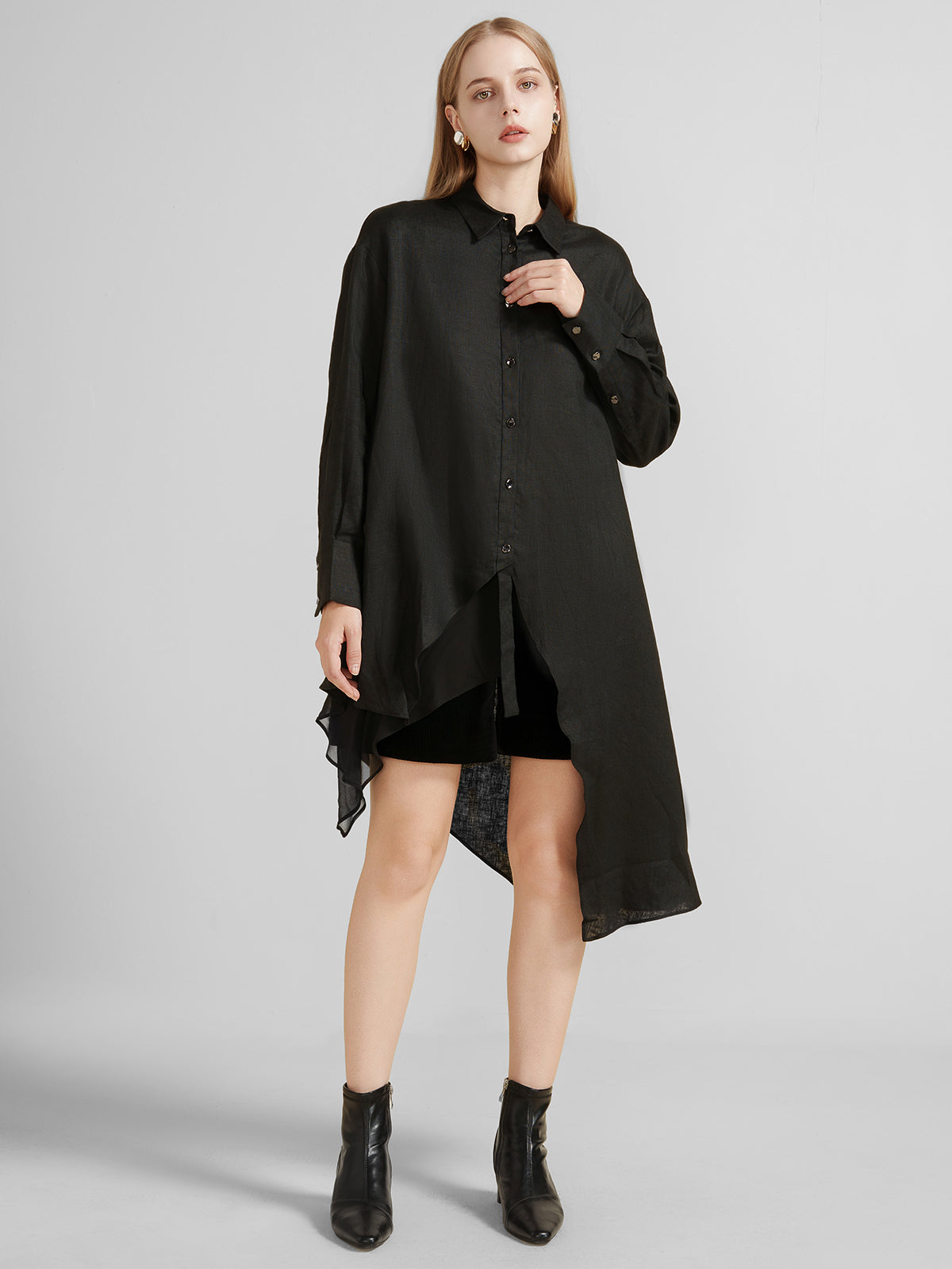 Asymmetric Hem Longline Shirt