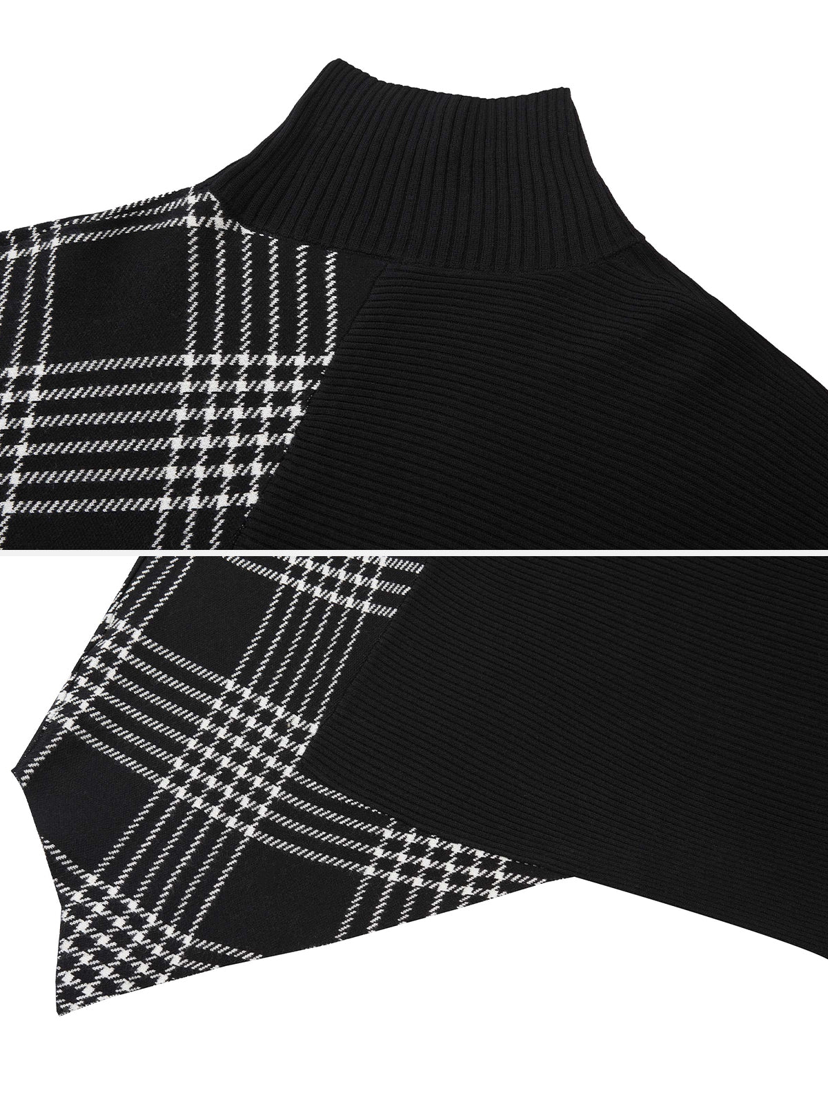 Plaid Asymmetric Turtleneck Sweater