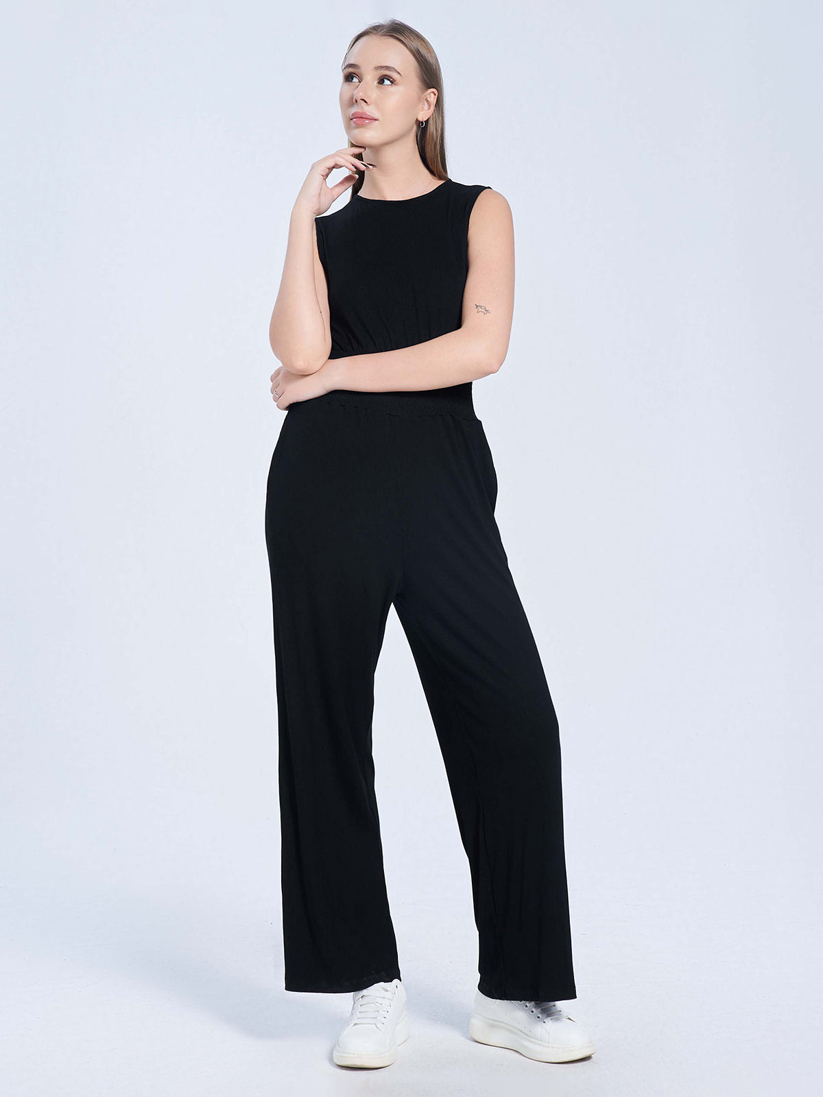 Solid Sleeveless Jumpsuit