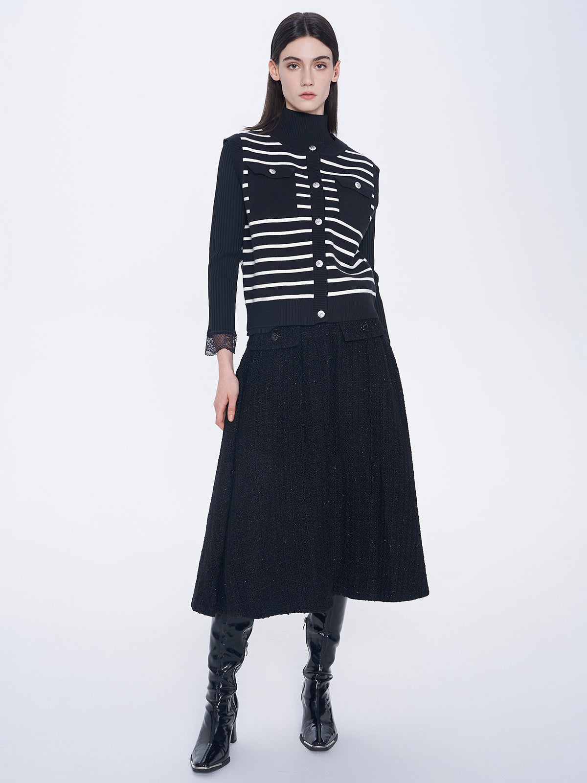 Stripe Button Up Knit Vest