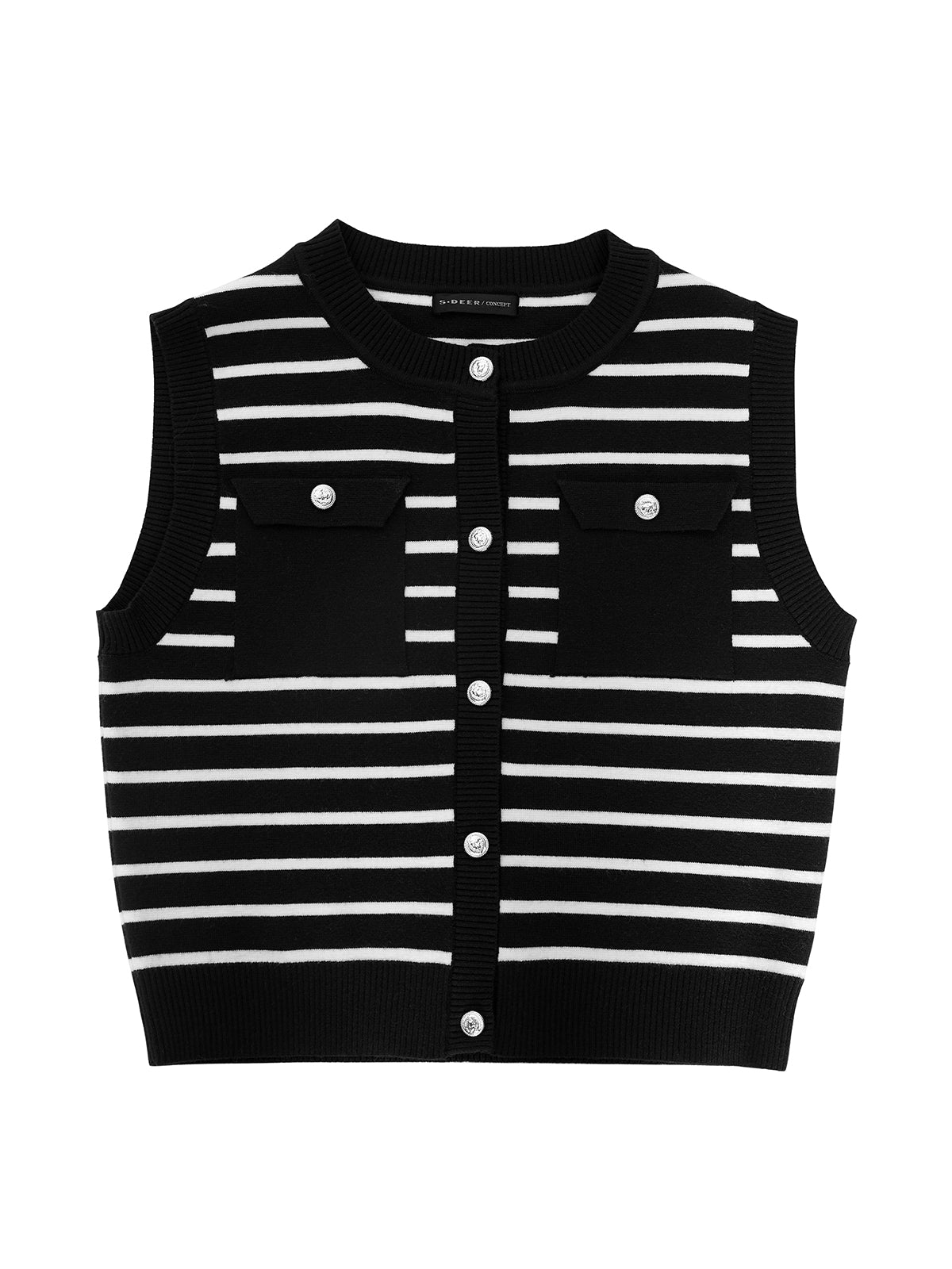 Stripe Button Up Knit Vest