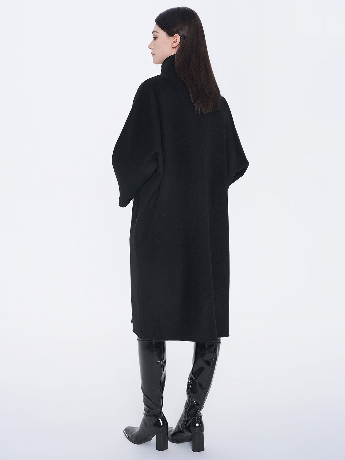 Stand Collar Wool Cocoon Coat