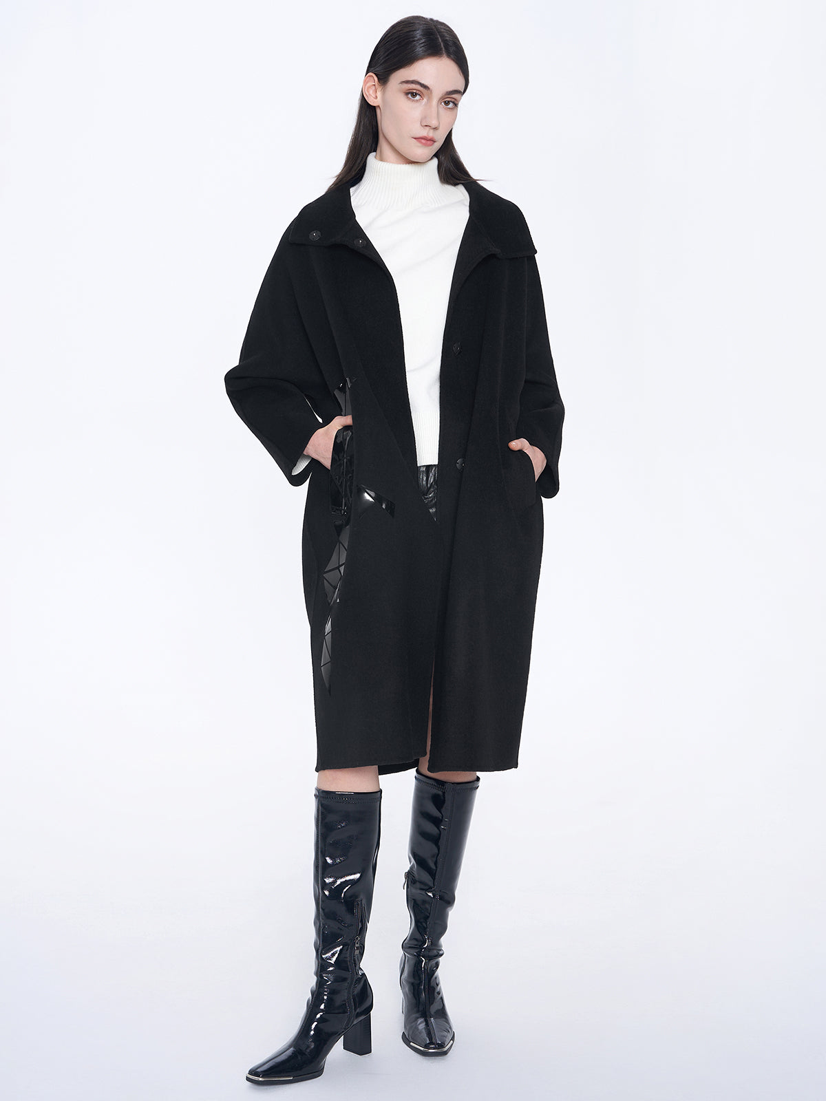 Stand Collar Wool Cocoon Coat