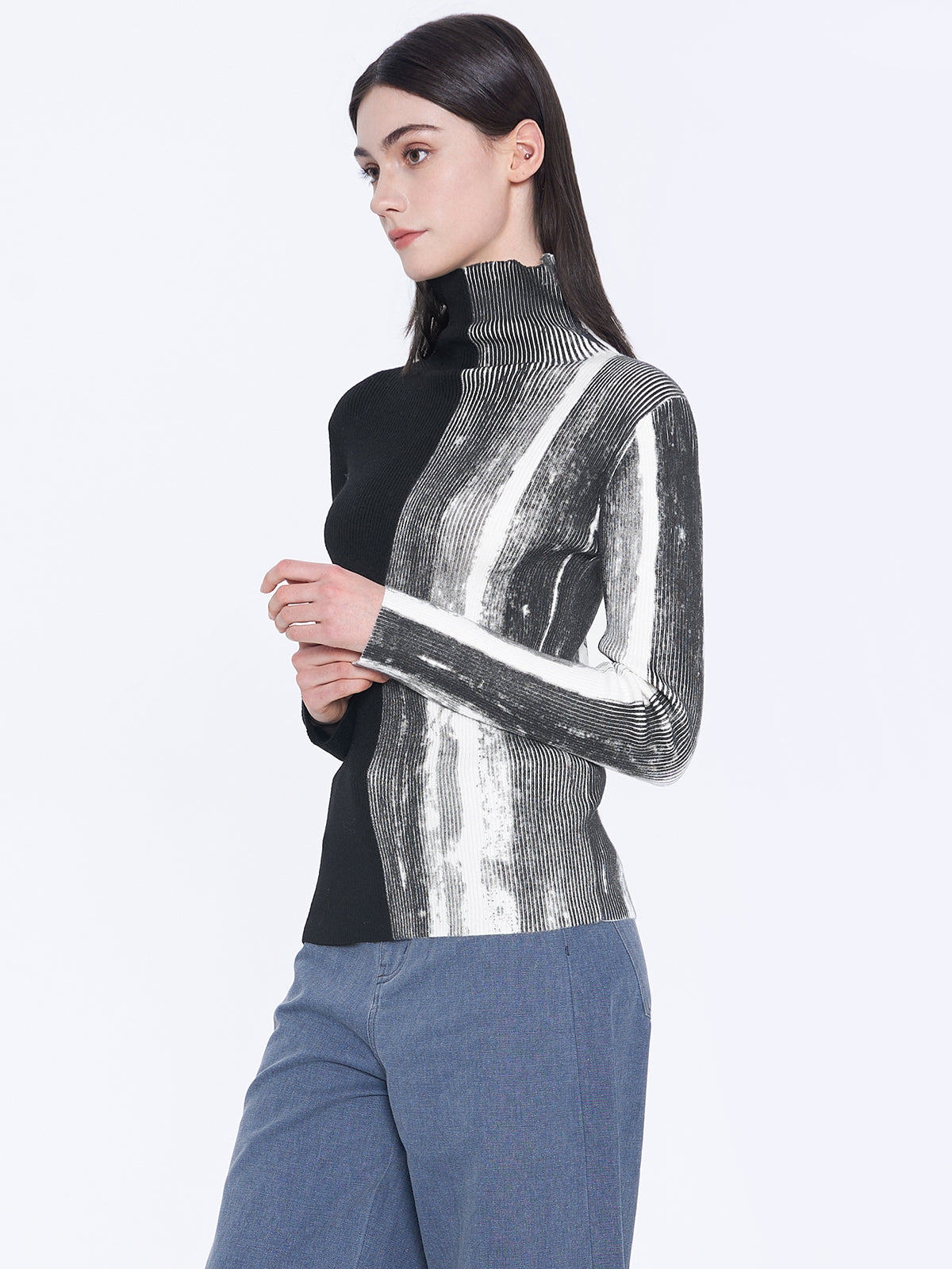 Colorblock Turtleneck Sweater