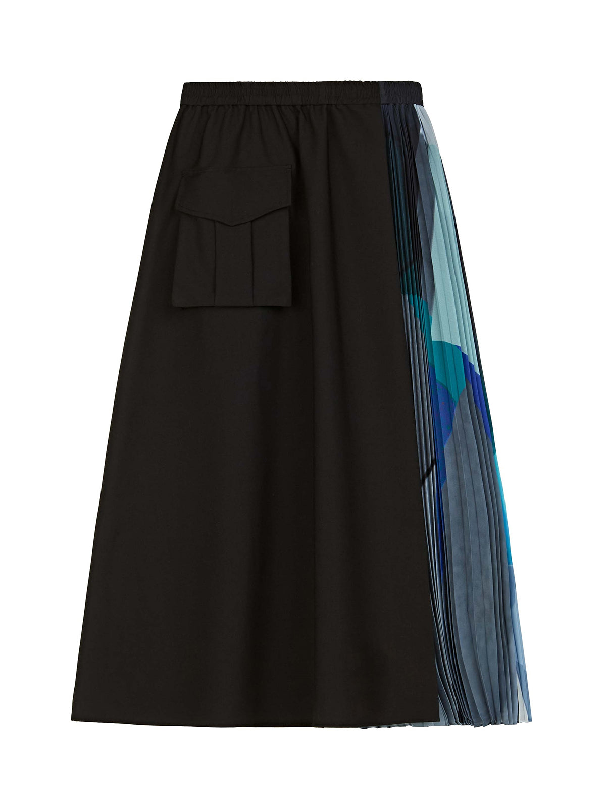 Colorblock Pleated Midi Skirt