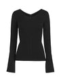 Ribbed Bell Sleeves Sweater
