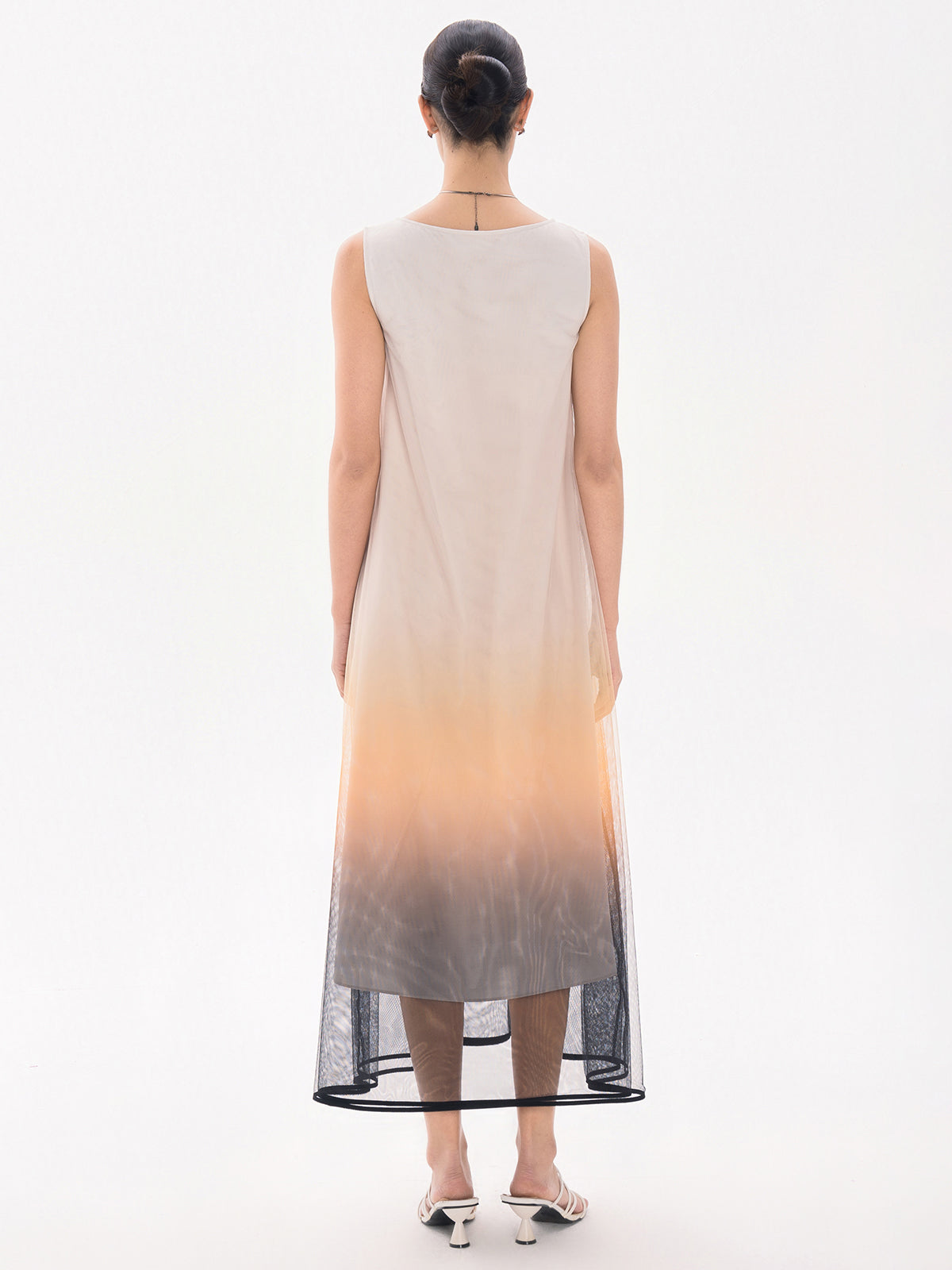 Ombre Sleeveless Mesh Maxi Dress