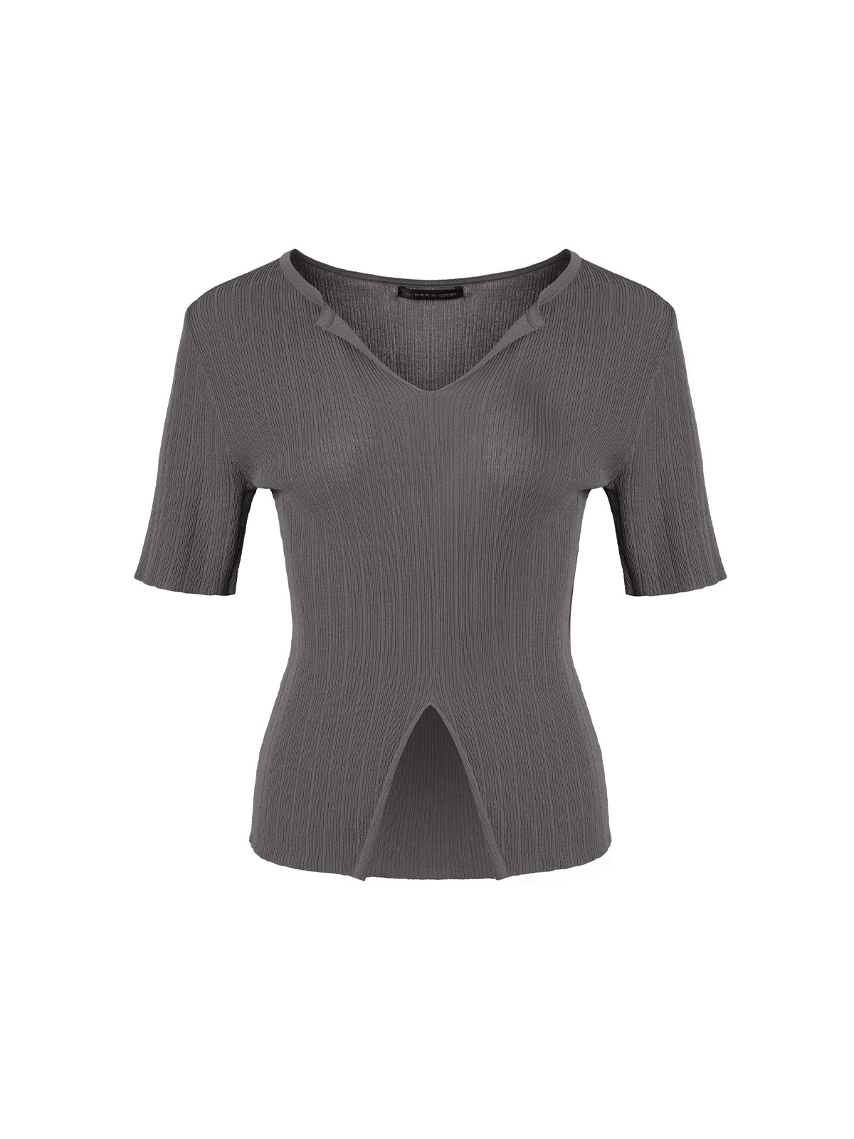 V-Neck Slit Front Knit Top
