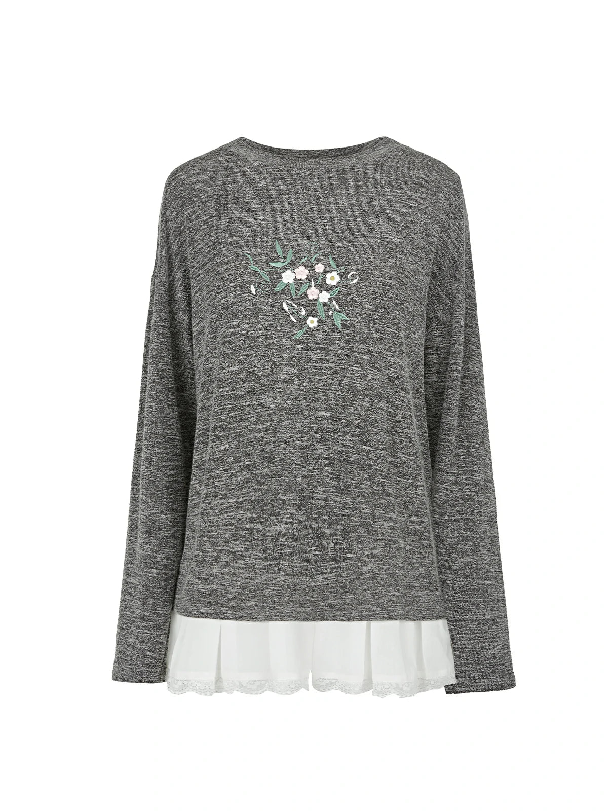 Round Neck Floral Embroidered Sweater