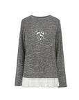 Round Neck Floral Embroidered Sweater