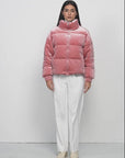 Versatile Winter Fashion: Velvet Puffer Jacket for Various Occasions