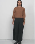 Fashion-forward Comfort: Solid Color Cashmere Sweater with Batwing Sleeves