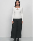 Intricate Hollow-Out White Knit Sweater for Stylish Sophistication