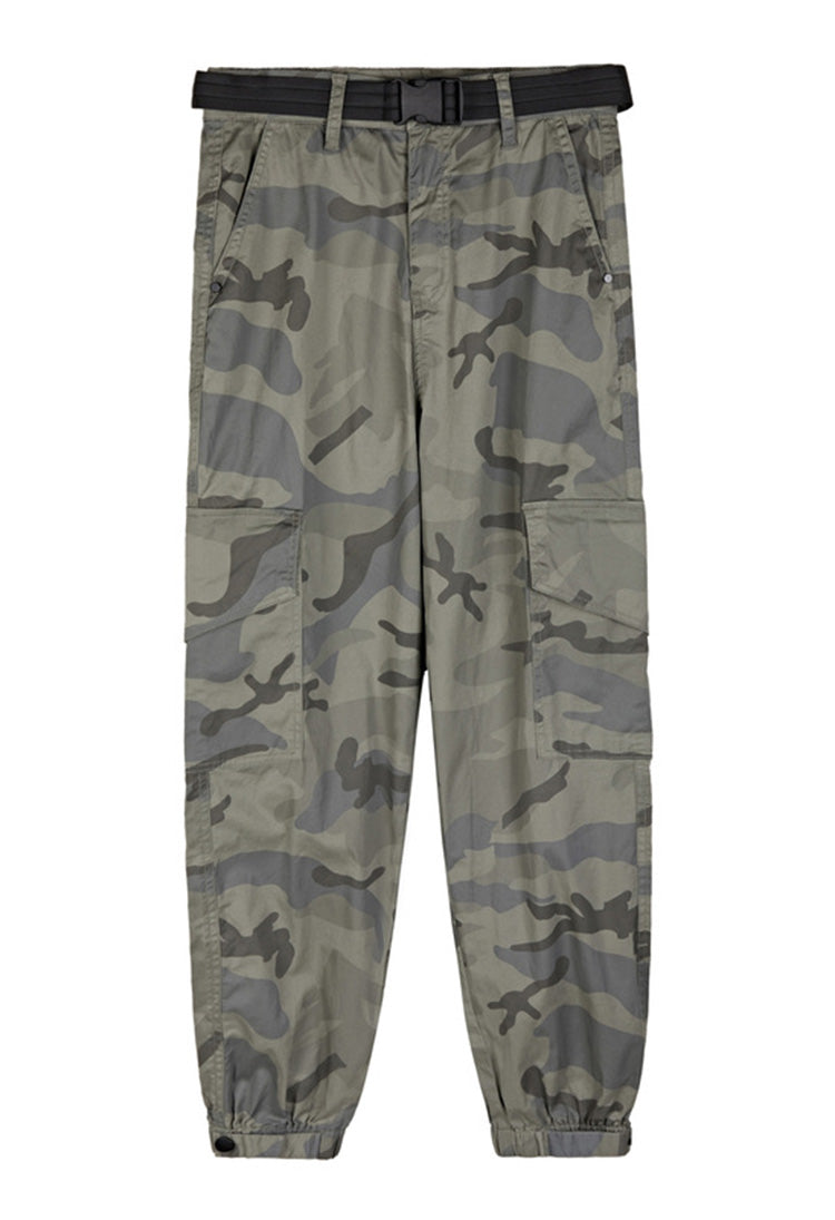 Personalized camouflage waist pocket pocket tooling cropped trousers - S·DEER