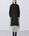 SDEER Two-piece Shirt Dress With Lapel Mesh Printed Vest - S·DEER