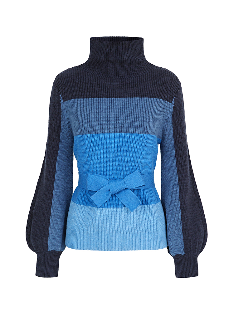 Gradient Color Back Bow Tie Sweater