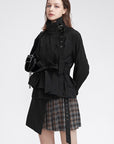 S.DEERWomen's fashion stand collar waist stitching irregular short coat S22182218 - S·DEER
