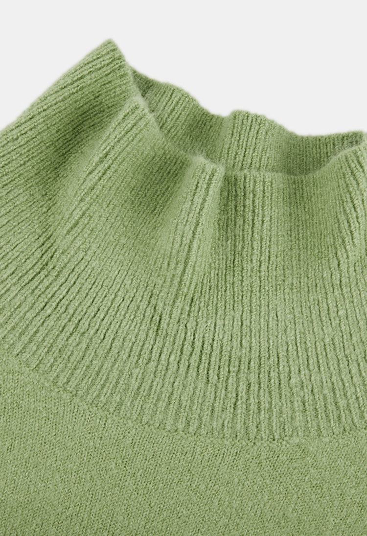 SDEER Ribbed Turtleneck Contrast Printed Loose Knit Sweater - S·DEER