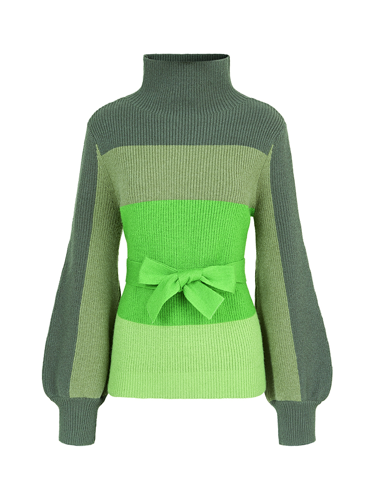 Gradient Color Back Bow Tie Sweater