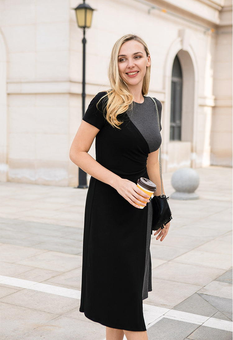 Two Tone Tie Side Slim Fit Dress