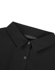 SDEER Simple Lapel pleated medium sleeve short shirt - S·DEER
