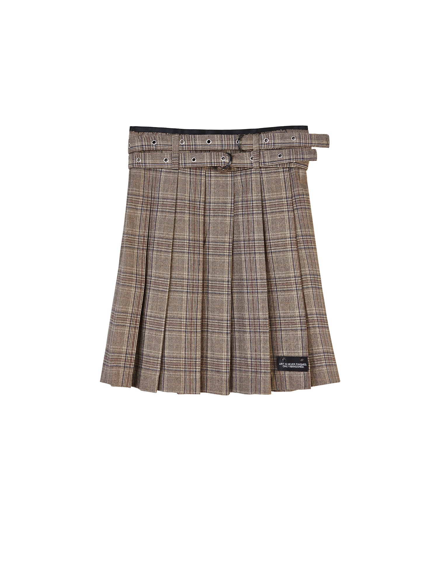 Contrasting Plaid Pleated Skirt