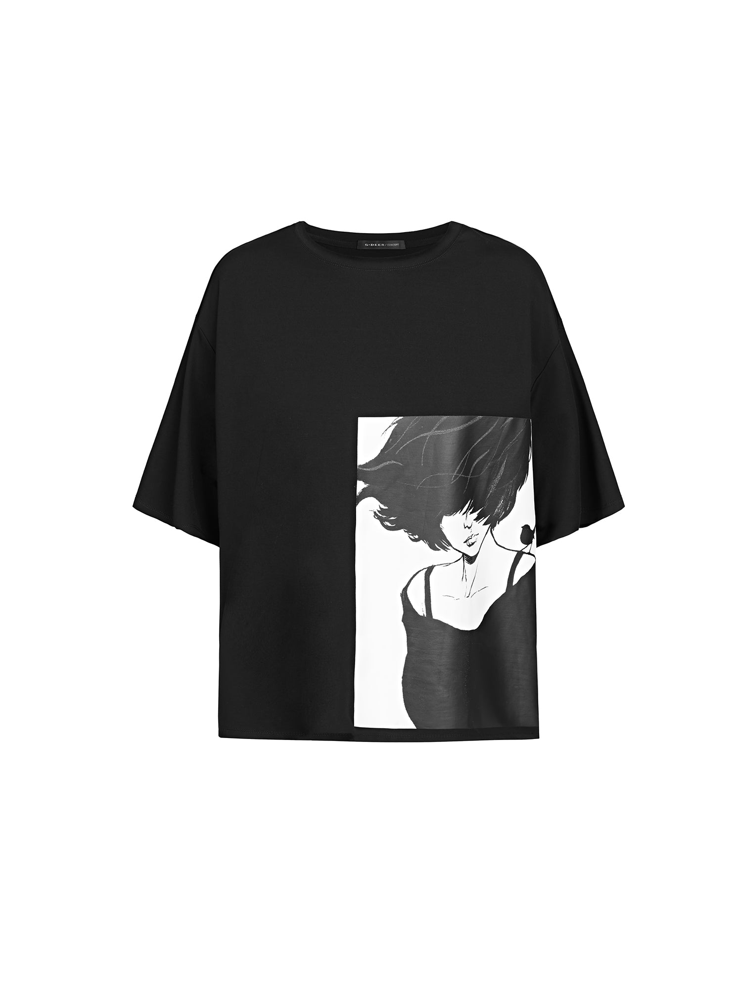 Locker geschnittenes T-Shirt mit Anime-Print