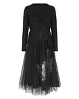 S.DEER  Mesh Printed Long Sleeve Dress with Nipped Waist - S·DEER