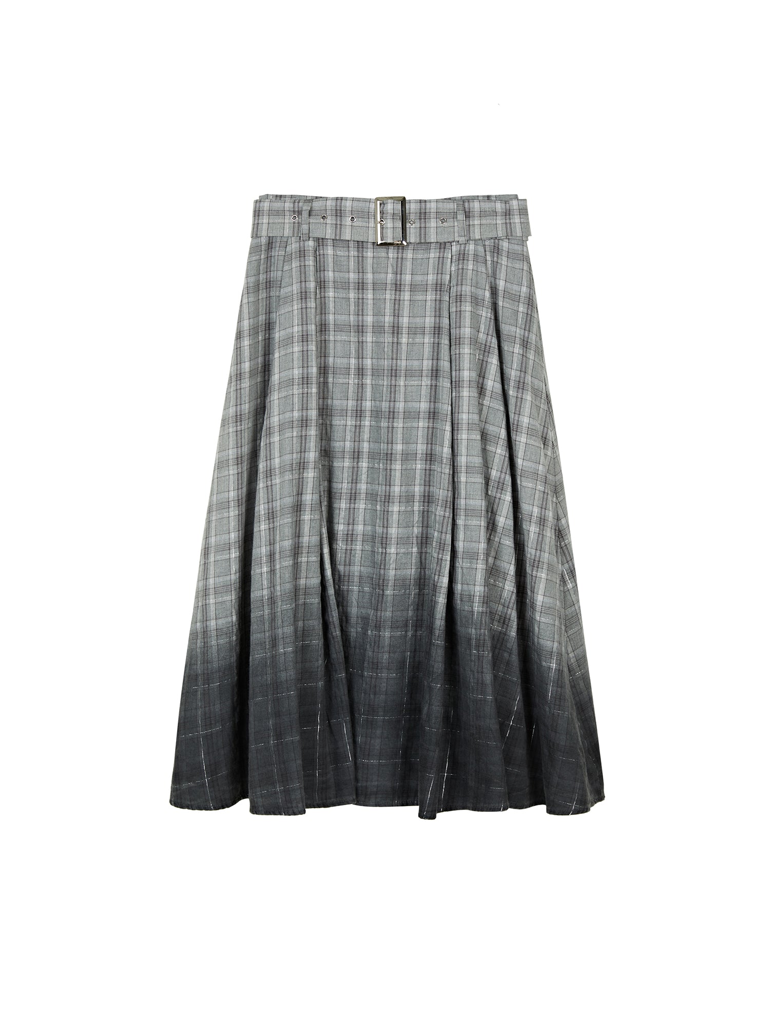 Contrast Check Gradient A-Line Skirt