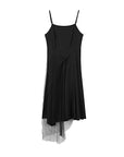 Casual Mesh Stitching Black Suspender Dress