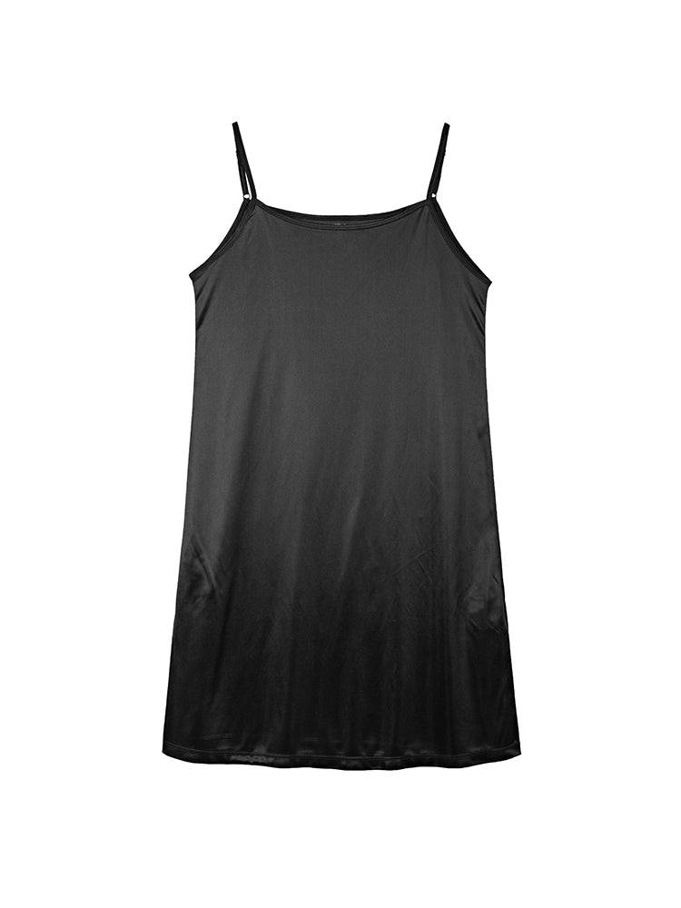 Vestido de lana de dos piezas con cuello redondo y tirantes con estampado de malla
