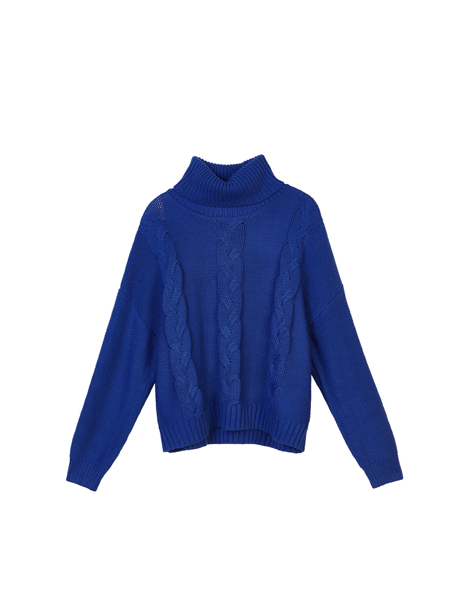 Trendy Turtleneck Dropped Shoulder Knit Sweater