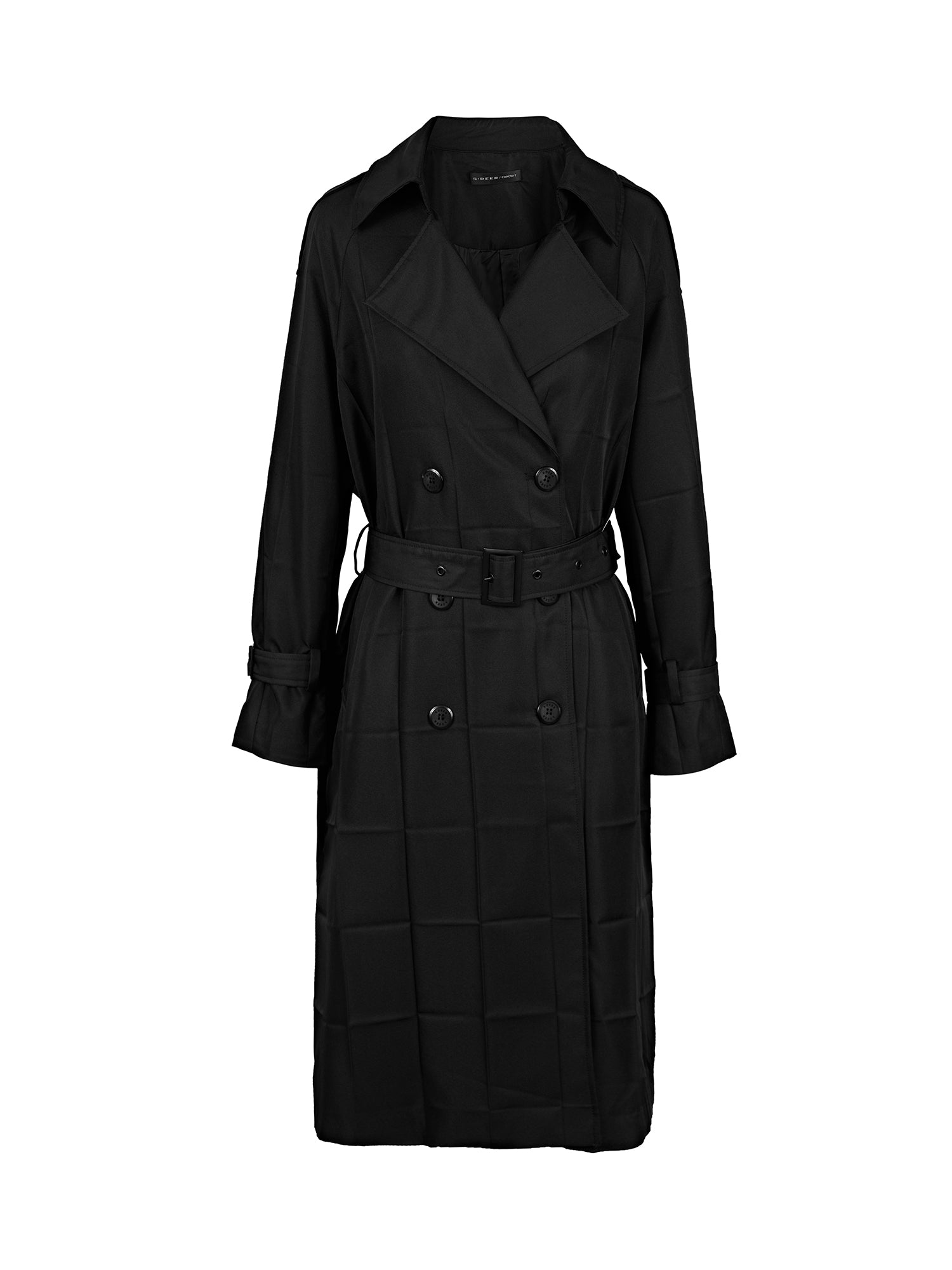 Lässiger langer Trenchcoat mit zweireihigem Revers und Taillenrückzug 