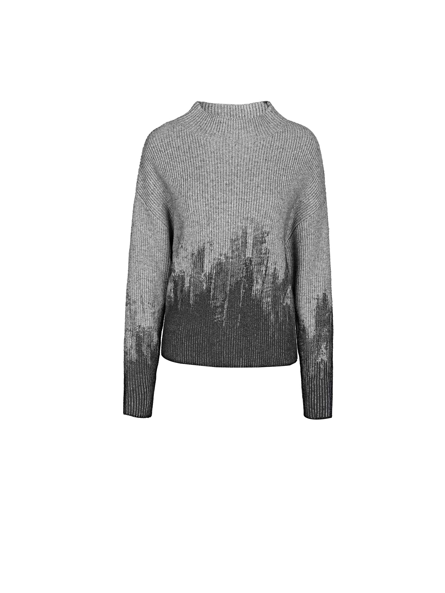 Crew Neck Ink-Splashing Print Long-Sleeved Sweater