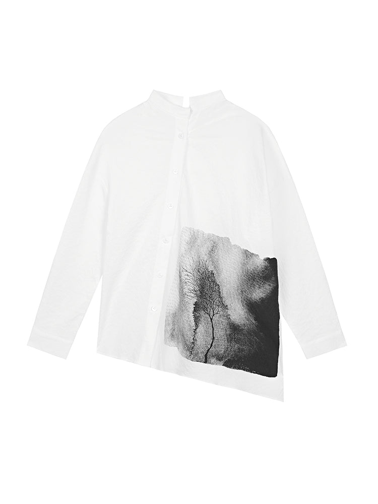 S.DEER Ink Smudge Bias Shirt - S·DEER