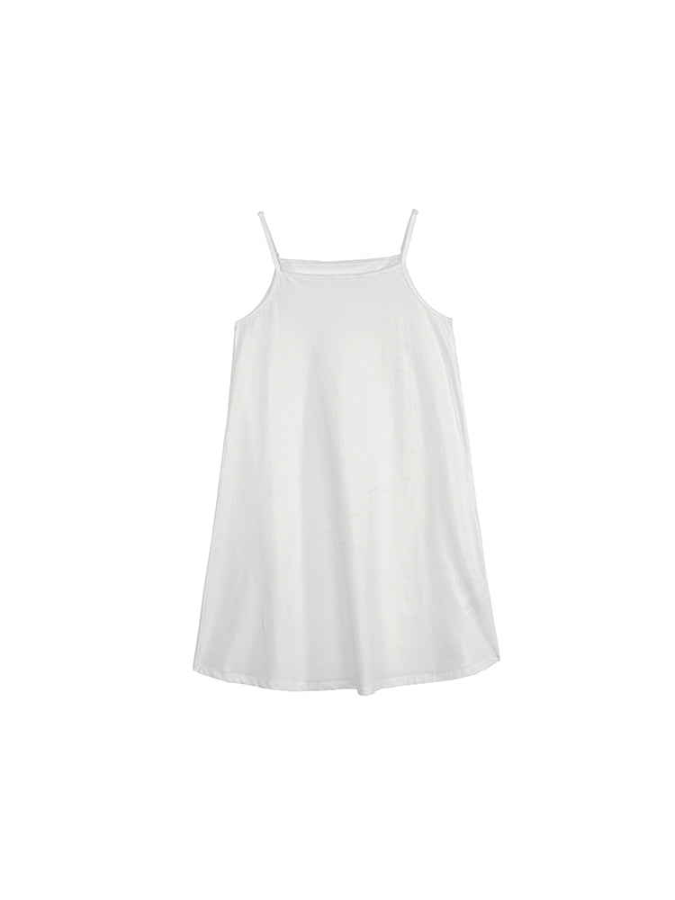 Simple Printed Two-Piece Short-Sleeved Dress With Suspenders