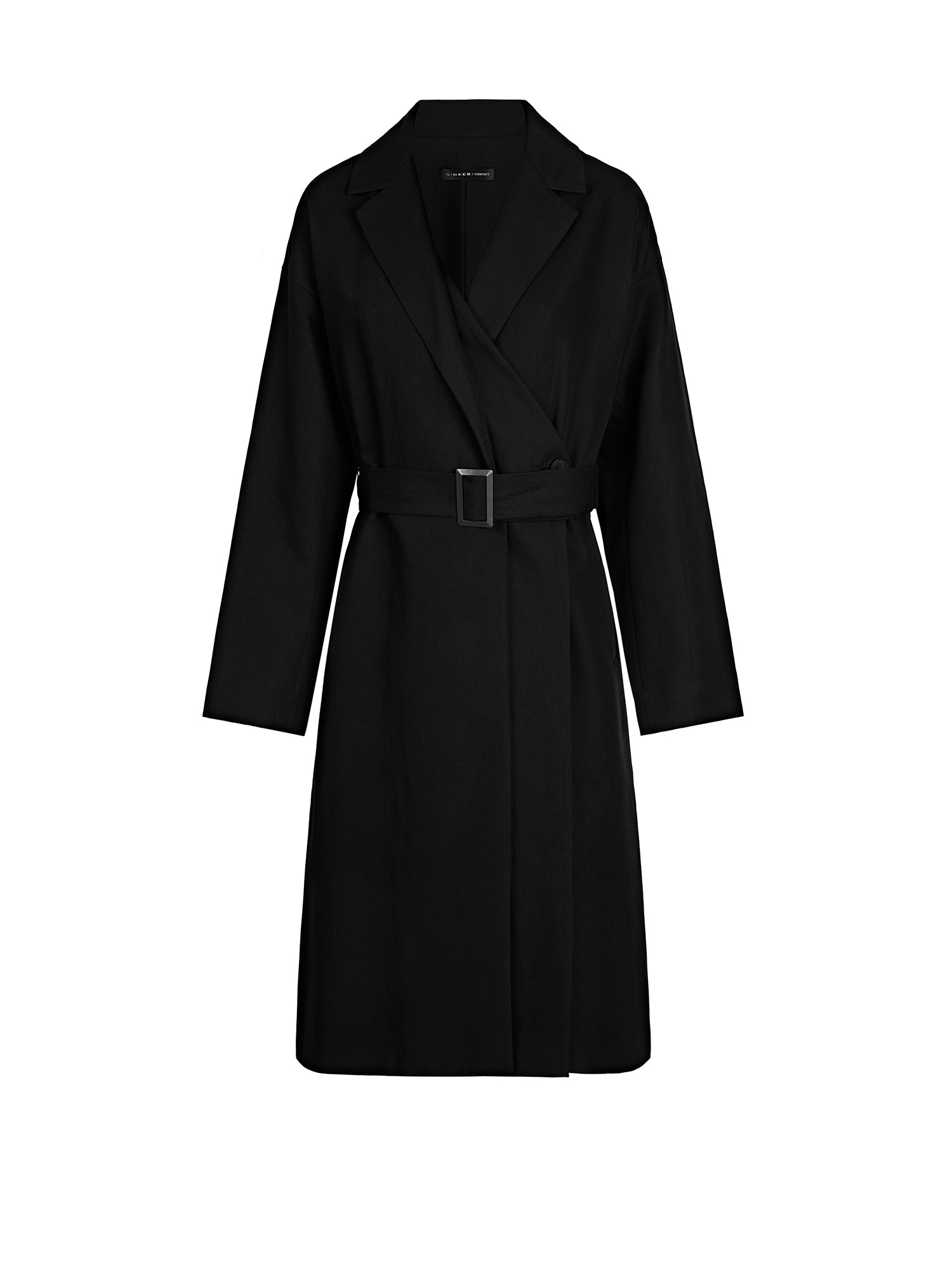 Commuter Style Patchwork Receiving Waist Long Trench Coat