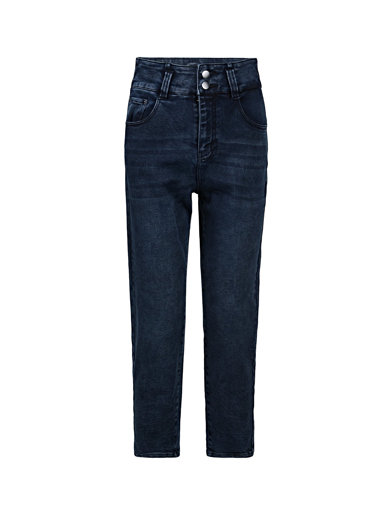 Retro High Waist Rivet Side Pocket Denim Trousers