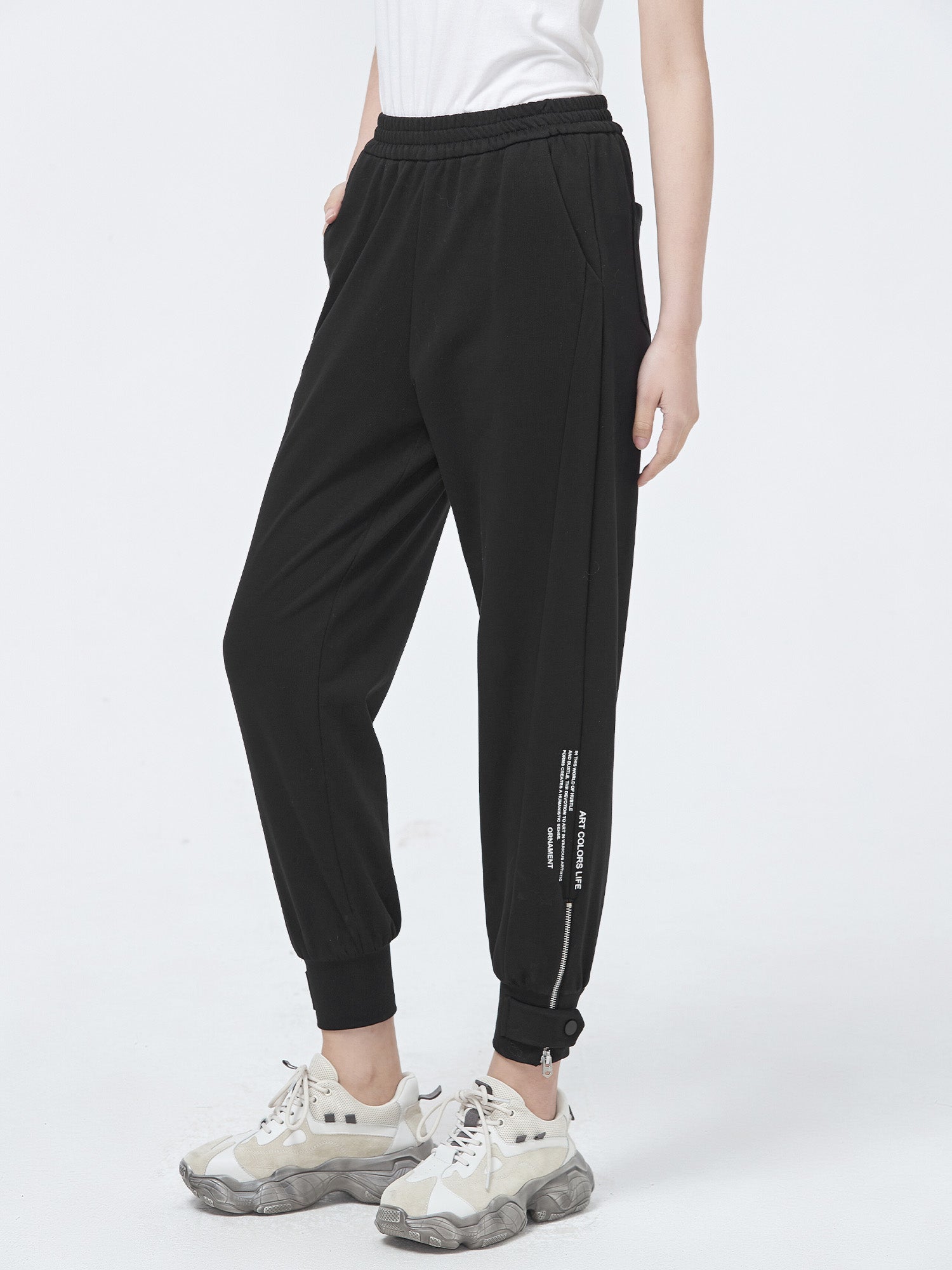 Black Sports Cropped Pants - S·DEER