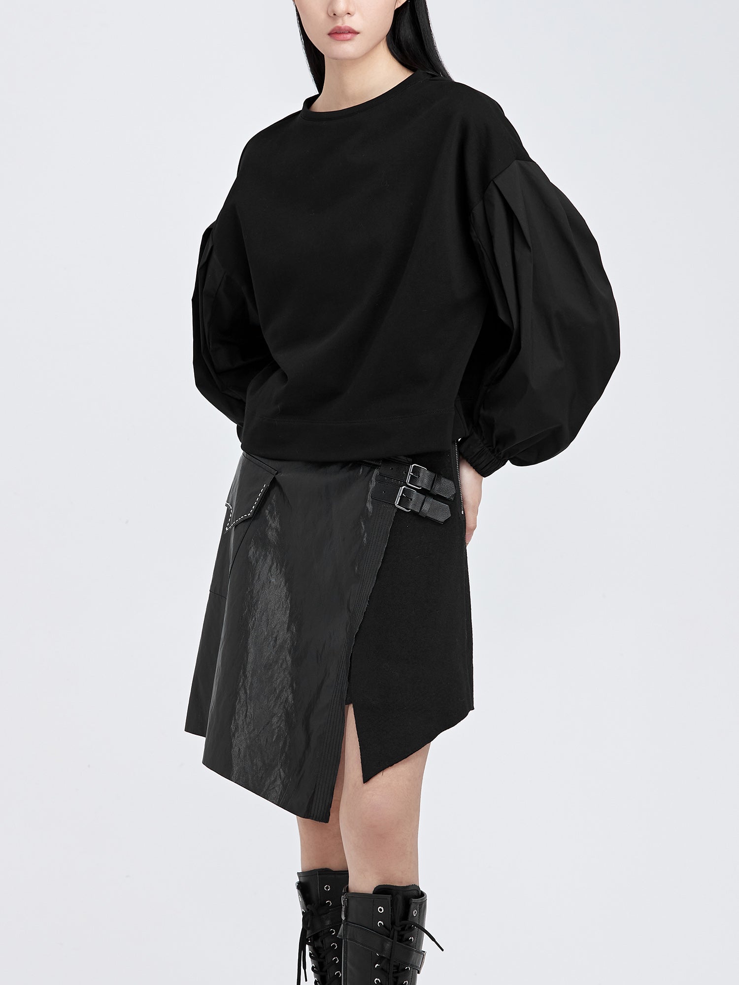 Puff Sleeve Loose Sweatshirt - S·DEER