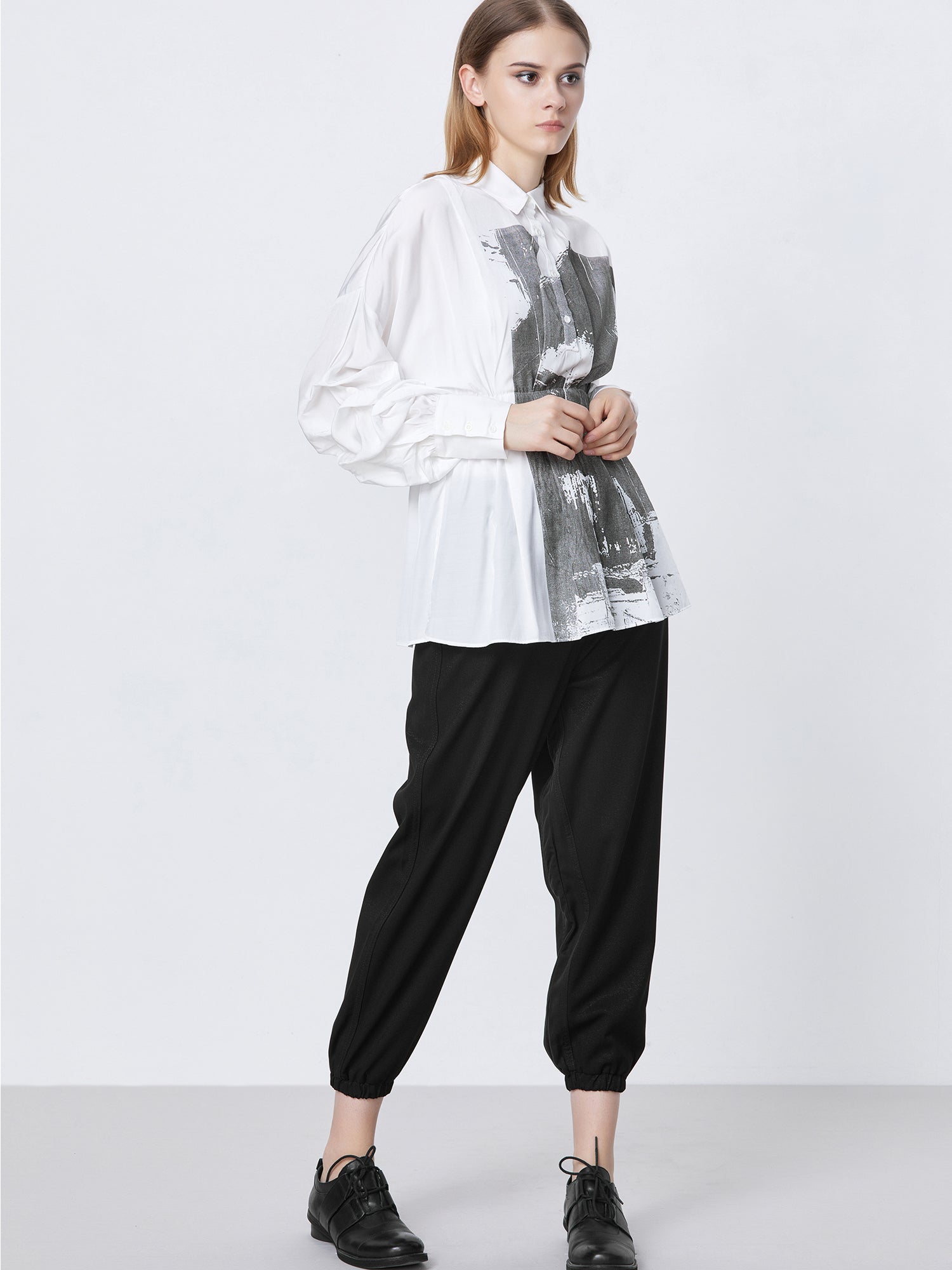 Simple Elastic Waist Cropped Trousers
