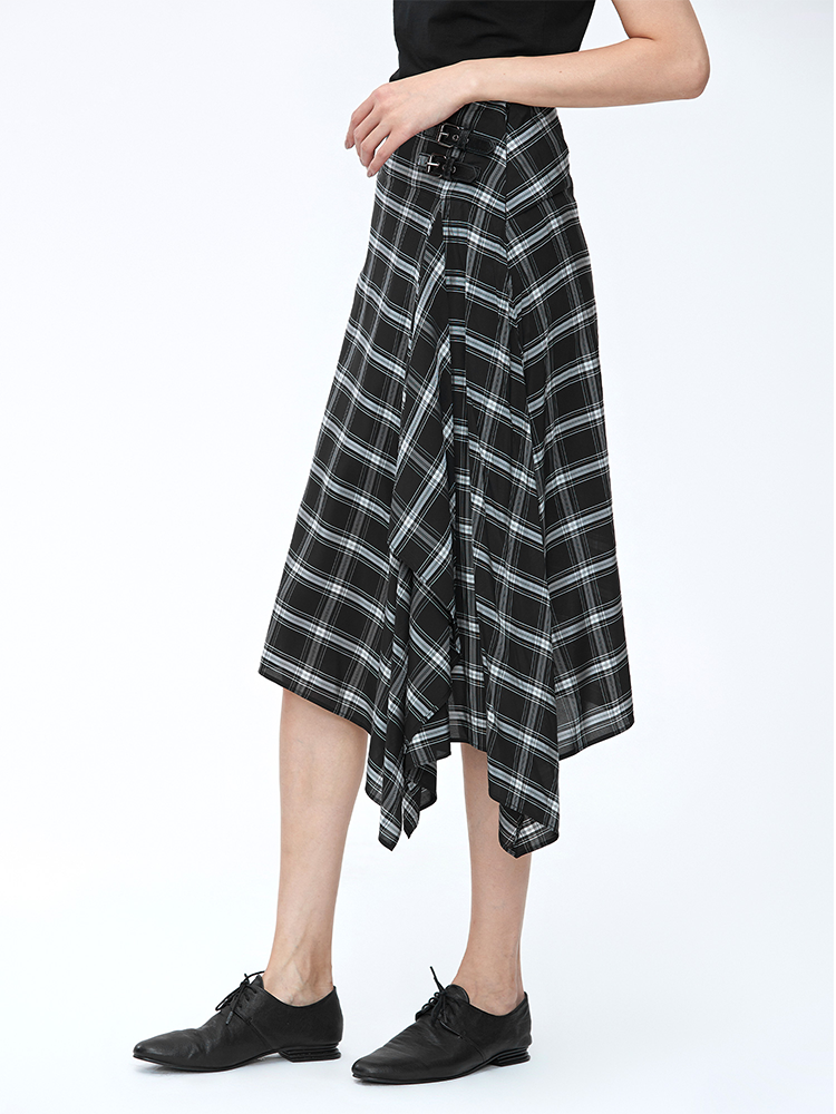 High Waist A-Line Plaid Skirt