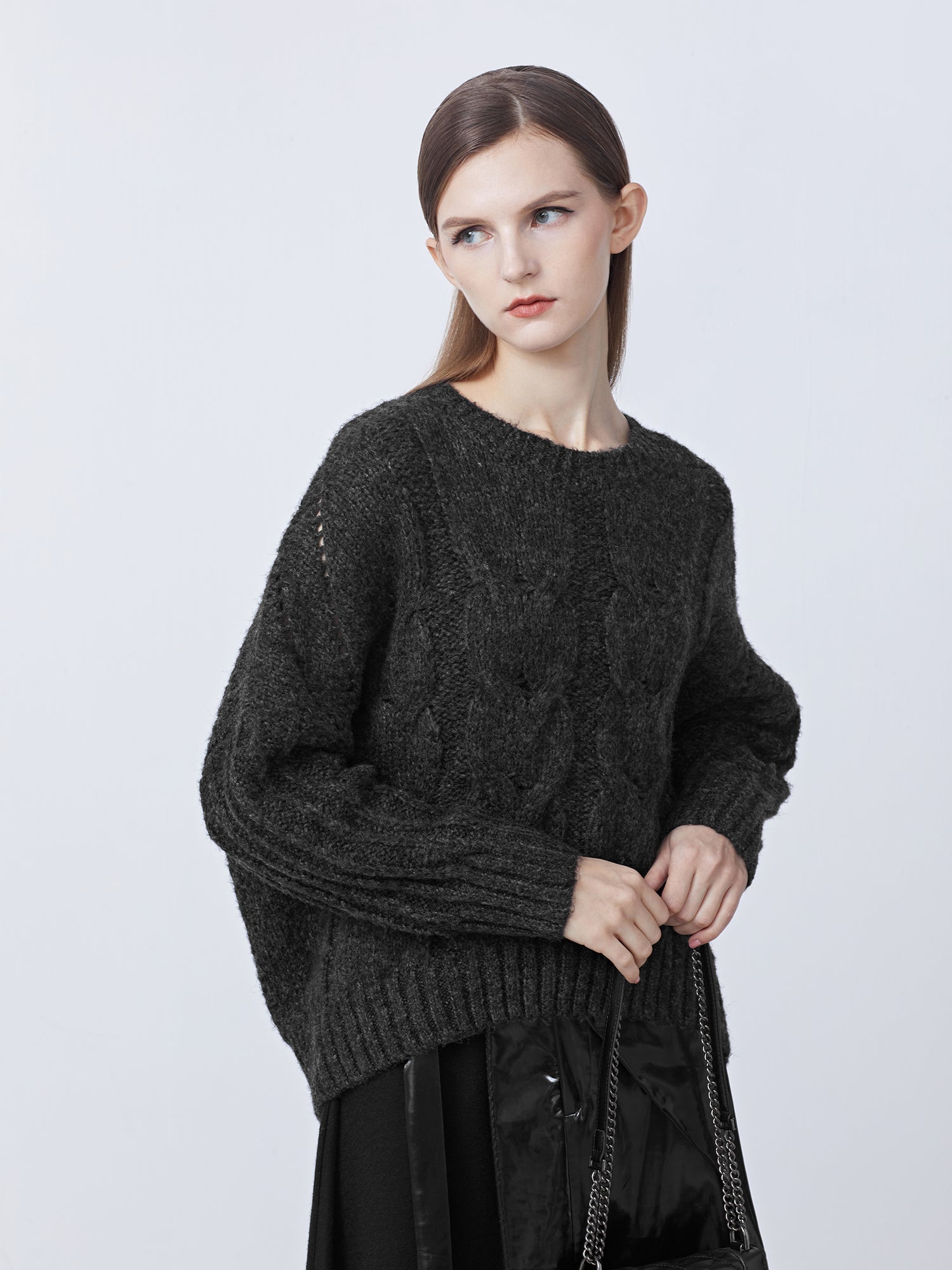 Ribbed Crewneck Relaxed Sweater