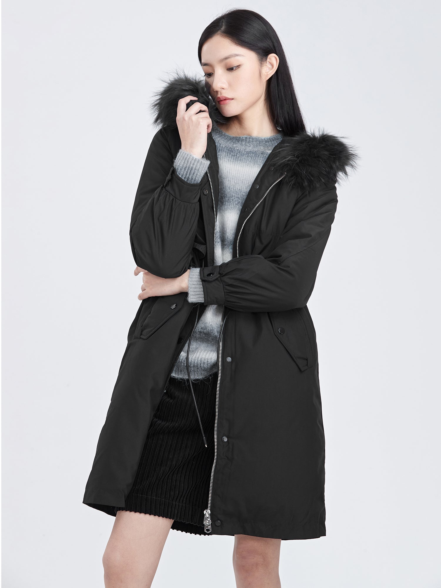 Fur Collar Long Down Jacket